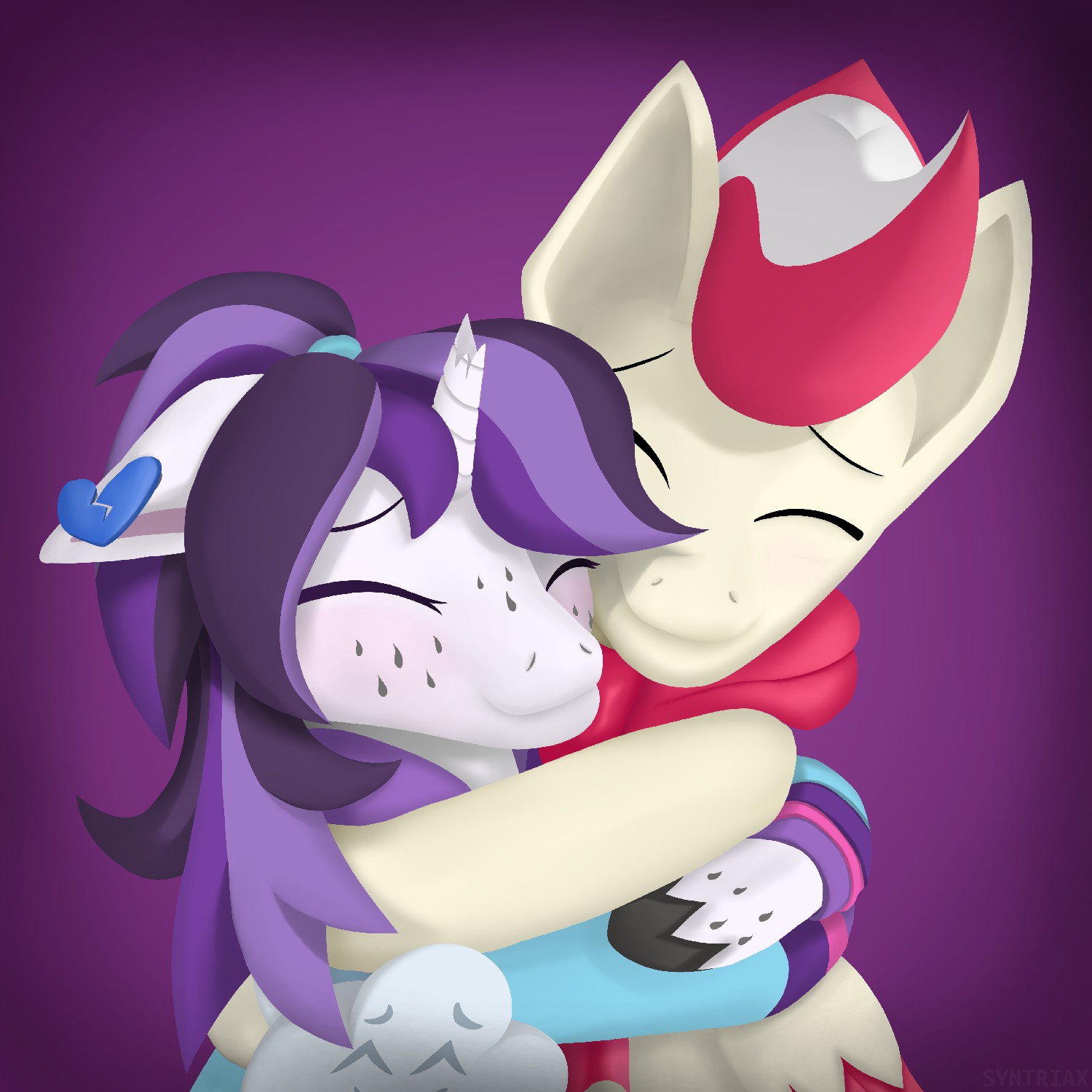Tear Syn Hug, Digital Art, Krita, Candy Rain, Syntriax, Tear Trickle, Depressed Unicorn, Gift, Syntriax, Art, undefined